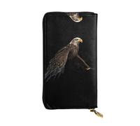 VVXBHGR Portefeuille long en cuir avec imprimé aigle montant, fermeture éclair confortable et légère pour ranger les pièces de monnaie et les cartes de crédit.