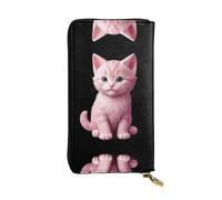VVXBHGR Portefeuille long en cuir avec imprimé chaton souriant, fermeture éclair confortable et légère pour ranger les pièces de monnaie et les cartes de crédit.
