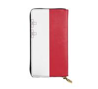 VVXBHGR Portefeuille long en cuir avec imprimé drapeau de Malte, fermeture éclair confortable et légère pour ranger les pièces de monnaie et les cartes de crédit.