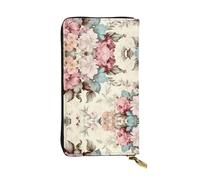 VVXBHGR Portefeuille long en cuir avec imprimé floral vif, fermeture éclair confortable et légère pour ranger les pièces de monnaie et les cartes de crédit.