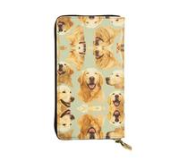 VVXBHGR Portefeuille long en cuir avec imprimé Golden Retriever, fermeture éclair confortable et légère pour ranger les pièces de monnaie et les cartes de crédit.