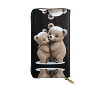 VVXBHGR Portefeuille long en cuir avec imprimé Mother Bear Hugs The Little Bear - Fermeture éclair confortable et légère pour ranger des pièces de monnaie et des cartes de crédit.