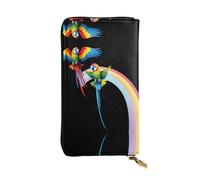 VVXBHGR Portefeuille long en cuir avec imprimé perroquet à deux têtes Fermeture éclair confortable et légère pour ranger les pièces de monnaie et les cartes de crédit.