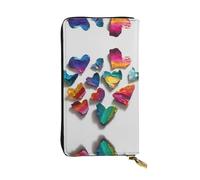 VVXBHGR Portefeuille long en cuir avec imprimé pièces d'amour colorées, fermeture éclair confortable et légère pour ranger les pièces de monnaie et les cartes de crédit.