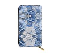 VVXBHGR Portefeuille long en cuir avec imprimé roses teintées, fermeture éclair confortable et légère pour ranger les pièces de monnaie et les cartes de crédit.