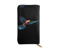 VVXBHGR Portefeuille long en cuir avec imprimé silhouette de faucon Summit Hawk, fermeture éclair confortable et légère pour ranger les pièces de monnaie et les cartes de crédit.
