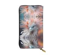 VVXBHGR Portefeuille long en cuir avec imprimé têtes d'oiseaux amusantes, fermeture éclair confortable et légère pour ranger les pièces de monnaie et les cartes de crédit.