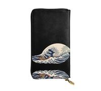 VVXBHGR Portefeuille long en cuir imprimé vague confortable et léger fermeture éclair pour ranger pièces de monnaie et cartes de crédit.