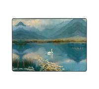 VVXBHGR Swan in the light of the lake Prints Carpet Tapis doux, moelleux, absorbant l'eau, durable, pour salon, bureau, table basse, lit, balcon, 203,2 x 147,3 cm