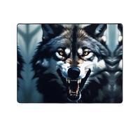 VVXBHGR Tapis de sol antidérapant 160 x 121,9 cm Motif loup avec crocs dénudés Bonne absorption de l'eau Convient pour la cuisine, la salle de bain et le salon