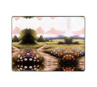 VVXBHGR Tapis de sol antidérapant de 160 x 121,9 cm - Motif fleurs et herbe verte - Bonne absorption de l'eau - Convient pour la cuisine, la salle de bain et le salon