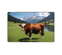 VVXBHGR Tapis de sol en flanelle avec imprimé vache suisse marron 152,4 x 99,1 cm pour salon, bureau, table basse, lit, balcon