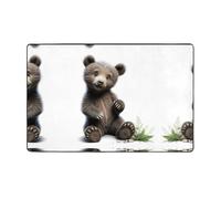 VVXBHGR Tapis de sol en flanelle imprimé bébé ours marron 152,4 x 99,1 cm pour salon, bureau, table basse, lit, balcon