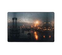 VVXBHGR Tapis de sol en flanelle imprimé gouttes de pluie sur la fenêtre 152,4 x 99,1 cm pour salon, bureau, table basse, lit, balcon