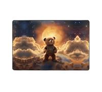 VVXBHGR Tapis de sol en flanelle imprimé Le petit ours sur la planète - 152,4 x 99,1 cm - Pour salon, bureau, table basse, lit, balcon