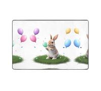 VVXBHGR Tapis de sol en flanelle imprimé petit lapin jouant joyeusement 152,4 x 99,1 cm pour salon, bureau, table basse, lit, balcon