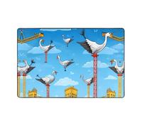 VVXBHGR Tapis de sol en flanelle imprimée grue et tour suspendue - 152,4 x 99,1 cm - Pour salon, bureau, table basse, lit, balcon