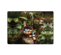 VVXBHGR Tapis imprimé « Easter Treasures in the Garden » - Tapis doux, moelleux, absorbant l'eau, durable, pour salon, bureau, table basse, lit, balcon, 203,2 x 147,3 cm