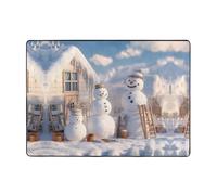VVXBHGR Tapis imprimé Happy Snowman Family - Tapis doux, moelleux, absorbant l'eau, durable, pour salon, bureau, table basse, lit, balcon, 203,2 x 147,3 cm