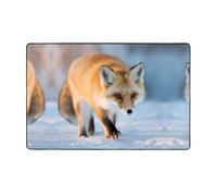 VVXBHGR The Fox Who Stepped on Snow Tapis en tissu flanelle imprimé 152,4 x 99,1 cm, tapis de sol pour salon, bureau, table basse, lit, balcon