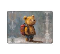 VVXBHGR The little bear travel around the world Prints Carpet Tapis doux, moelleux, absorbant l'eau, durable, pour salon, bureau, table basse, lit, balcon, 203,2 x 147,3 cm