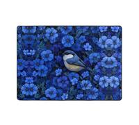 VVXBHGR The little bird in the blue flower Prints Carpet Tapis doux, moelleux, absorbant l'eau, durable, pour salon, bureau, table basse, lit, balcon, 203,2 x 147,3 cm