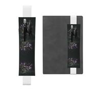 VVXBHGR Trousse à crayons en cuir PVC 2 en 1 avec imprimé fleurs et marque-pages antidérapant pour comptes de voyage Noir/violet, blanc, One Size, Sac à dos d'école