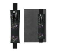 VVXBHGR Trousse à crayons en cuir PVC 2 en 1 avec imprimé fleurs et marque-pages antidérapant pour comptes de voyage Noir/violet, Noir , Taille unique, Sac à dos d'école