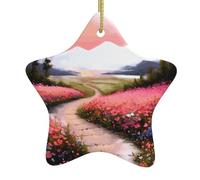 VVXBHGR Un chemin plein de fleurs imprimé Noël en céramique pendentif étoile décoration festive et créative facile à accrocher
