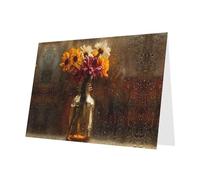 VVXBHGR VVXBHGR Carte vierge à carreaux et perles Blanc Motif vase sur fenêtre pluvieuse