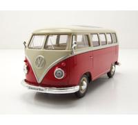 VW Classique Bus T1 1962 Rouge Modèle de Voiture Blanc 1:24 Welly