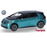 VW ID. 3 (2019) bleu turquoise métallisé toit noir - Herpa - Echelle 1/87 - HO