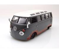 VW T1 Samba Bus Gris Métallique Argent Avec Flamme Modèle 1:25 1:24 Maisto