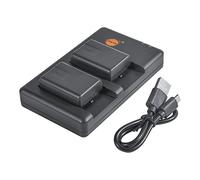 VW-VBY100 Lot de 2 batteries de rechange rechargeables et chargeur double compatible avec Panasonic HC-V110, HC-V130, HC-V160, HC-V201, etc.
