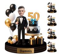 VWCSDSCS Plaque de Figurine d'anniversaire personnalisée à partir de Photo personnalisée Joyeux Anniversaire Caricature Figure Statues et Sculptures Nom personnalisé Portrait Décoration de Bureau