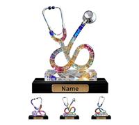 VWCSDSCS Statuette de bureau en forme de stéthoscope personnalisée en acrylique 2D - Décoration de table médicale plate - Cadeaux d'artisanat pour les amoureux de la médecine, les infirmières, les