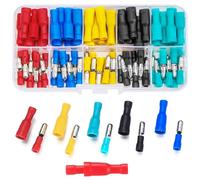 Vwoqiy 100 Pièces Cosses a Sertir Electriques Plate, Connecteur Electriques Mâles et Femelles Isolée, Cosse Electrique Cylindriques pour Voiture