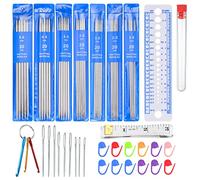 Vwoqiy 35 Pièces Aiguilles à Tricoter Acier Inoxydable, 20 cm Aiguilles à Tricoter Double Pointe pour Chapeau Chaussette Débutants Adultes - 2mm 2,5mm 3mm 3,5mm 4mm 4,5mm 5mm