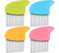Vwoqiy 4 Pièces Coupe Légumes Ondulé, Coupe Patates pour Frites Acier Inoxydable, Couteau de Tranches de Pomme de Terre pour Cuisine Frites Outil, Fruits, Légumes, Carottes