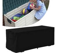 VWPEYY Housse Boîte Rangement Extérieur Jardin - Tissu Oxford 210D Imperméable Anti-UV Noir, 123x62x55cm, Anti-Vent avec Sac Rangement