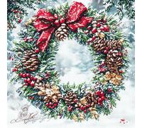 VwrxnchCoatx Canevas Broderie Point De Croix Kit Complet Adulte Debutant Noel, Compté Imprimé Enfant Débutant Noël, Avec Fils Au Modele Multicolore 40X50Cm (Couronne De Noël)