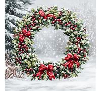 VwrxnchCoatx Canevas Broderie Point De Croix Kit Complet Adulte Debutant Noel, Compté Imprimé Enfant Débutant Noël, Avec Fils Au Modele Multicolore 40X50Cm (Couronne De Noël)