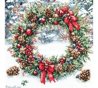 VwrxnchCoatx Canevas Broderie Point De Croix Kit Complet Adulte Debutant Noel, Compté Imprimé Enfant Débutant Noël, Avec Fils Au Modele Multicolore 40X50Cm (Couronne De Noël)