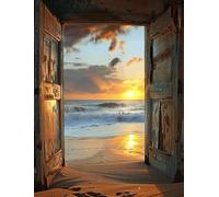 VwrxnchCoatx Kit De Broderie Au Point De Croix Estamp Plage Spour Adultes Et Débutants,Ligne Complète,Kit De Broderie Au Point De Croix Pour Décoration D'Intérieur,40 X 50Cm