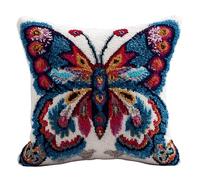 VwrxnchCoatx Kit De Crochet À Loquet À Faire Soi-Même - Housse De Coussin Au Crochet Pour Débutants Enfants Et Adultes- Décoration De Fabrication De Tapis De Tapis Pour La Maison 43X43Cm(Papillon)
