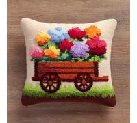 VwrxnchCoatx Kit De Crochet À Loquet À Faire Soi-Même - Housse De Coussin Au Crochet Pour Débutants Enfants Et Adultes- Décoration De Fabrication De Tapis De Tapis Pour La Maison 43 X 43 Cm(Fleurs)