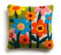 VwrxnchCoatx Kit De Crochet À Loquet À Faire Soi-Même - Housse De Coussin Au Crochet Pour Débutants Enfants Et Adultes- Décoration De Fabrication De Tapis De Tapis Pour La Maison 43 X 43 Cm(Fleurs)