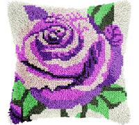 VwrxnchCoatx Kit De Crochet À Loquet À Faire Soi-Même - Housse De Coussin Au Crochet Pour Débutants Enfants Et Adultes- Décoration De Fabrication De Tapis De Tapis Pour La Maison 43X43Cm(Fleurs)