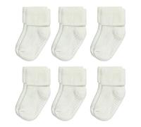 VWU Lot de 6 Paires Unisexe Bebes Infant Chaud et épais Antiderapants Chaussons Chaussettes de Manchette Nouveau-Nés Bébé Chaussettes en Coton (4-6 Ans, Blanc)