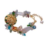 VWWJCCRO 17x22mm White Keshi Pearl Multi Color Crystal Glass Beaded Bracelet